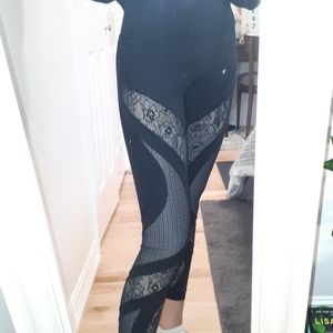 Black floral laced lululemon leggings